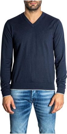 A|X Armani Exchange Truien & Vesten, Heren, Blauw, S, Katoen, Blauwe V-Hals Gebreide Trui