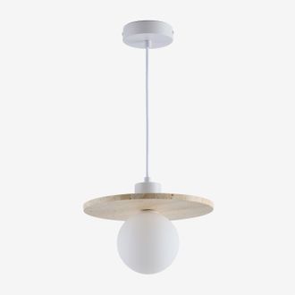 Sklum L&aacute;mpara De Techo Colgante &Oslash;25 Cm En Travertino Con Bola De Cristal Davise Sklum