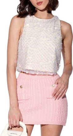 Walter Baker Nancy Sequin Embellished Crop Top in Opalescent Beading at Nordstrom Rack, Size X-Large