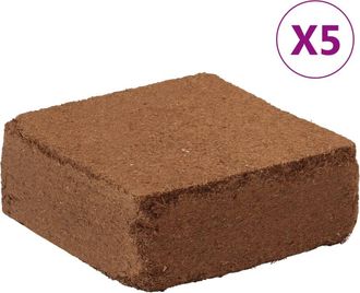 vidaXL Bloques De Fibra De Coco 5 Uds 5 Kg Cada Uno 25 Kg Total Vidaxl
