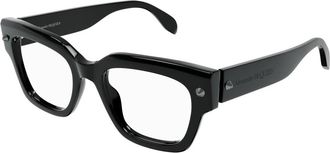 Alexander McQueen Black Eyewear Frames Am 0411O - unisex - Brillen - Zwart - 51 MM - Accessoires