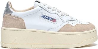 Autry White And Beige Platform Sneakers