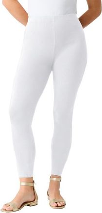 Roaman's Plus Size Essential Stretch Ankle Length Pull On Legging in White at Nordstrom, Size Medium