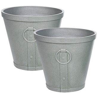 Beliani Beliani - Maceta Gris 45 Cm Arcilla Fibras Resistente Rayos Uv Interior Exterior Vari