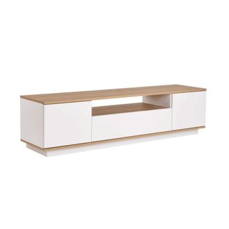 Calicosy Mueble tv 3 puertas y 1 nicho l180 cm - blanco y madera