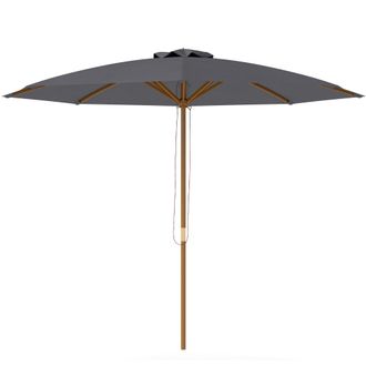 OUTSUNNY Wooden Garden Parasol with Rope Pulley Mechanism and 8 Ribs - Dark Grey | TJ Hughes