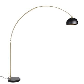 QAZQA Moderno L&aacute;mpara De Pie De Arco Moderna Lat&oacute;n Con Base De M&aacute;rmol Y Pantalla Negra 32,5 Cm - Xxl Acero Alargada Adecuado Para Led Max. 1 X 60 Watt - Qaz