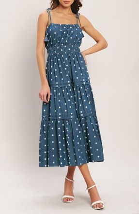 Flying Tomato Tie Strap Chambray Dress in Medium Indigo at Nordstrom, Size Large