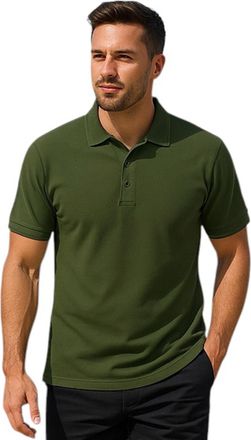 Urban Road Mens Premium Comfort Fit Polo Shirt - Short Sleeve, Plain, Classic Knitted Collar, 50/50 Cotton Polyester, 220gsm, Casual & Workwear Military Green