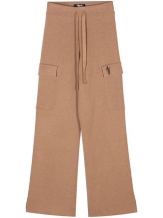 Amiri Geribbelde broek met geborduurd logo - Bruin