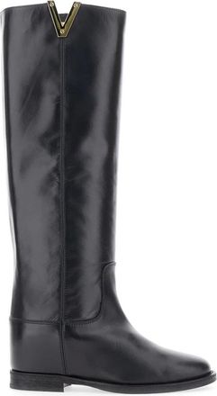 Via Roma 15 V Oro 2568 Boot - Dames - Hoge Laarzen - Zwart - 37 1/2 EU - Leer - Schoenen