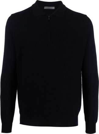 Corneliani fine-knit virgin wool polo shirt - men - Virgin Wool - 50 - Blue