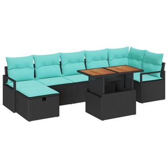 vidaXL Conjunto De Sof&aacute;s De Jard&iacute;n 8 Pcs Negro Rat&aacute;n Sint&eacute;tico Vidaxl