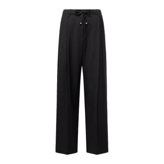 Moncler Wide Trousers, female, Black, Size: XS Elastic Waist Pants
