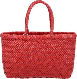 Dragon Diffusion Red Rectangular Woven Leather Handbag