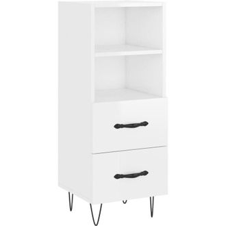 vidaXL Vidaxl - Aparador De Madera Contrachapada Blanco Brillante 34,5x34x90 Cm