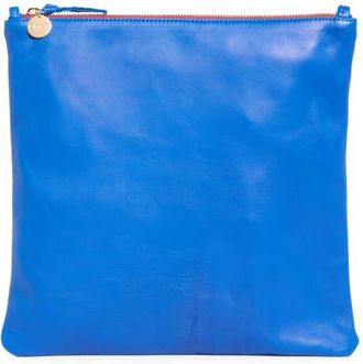 Clare Vivier Let Leather Clutch in Electric Blue at Nordstrom