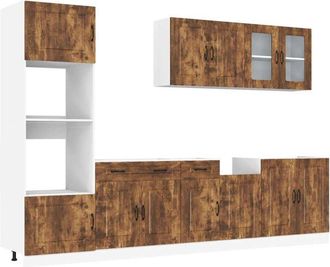 vidaXL Vidaxl - Mueble Cocina Kalmar Roble Ahumado 7 Pzas Madera Contrachapada