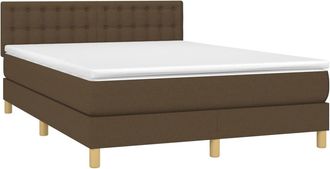 vidaXL Vidaxl - Cama Box Spring Con Colch&oacute;n Tela Marr&oacute;n Oscuro 140x190 Cm