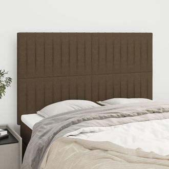 vidaXL Cabeceros 4 Unidades Tela Marr&oacute;n Oscuro 72x5x78/88 Cm Vidaxl