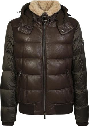 Moorer Wright-Mas Jacket - Heren - Gewatteerde jassen - Bruin - L - Leer - Jassen