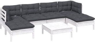 vidaXL Vidaxl - Muebles De Jard&iacute;n 7 Pzas Con Cojines Blanco Madera De Pino