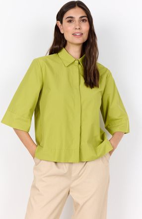 Soyaconcept Hemdbluse SOYACONCEPT SC-NETTI 118, Damen, Gr. XXL, split pea, Web, Obermaterial: 53% Polyester, 47% Baumwolle, gepflegt, unifarben, bequem h&uuml;ftlang, 