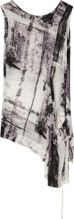 Yohji Yamamoto abstract-print asymmetric tank top - women - Cupro - 1 - Grey