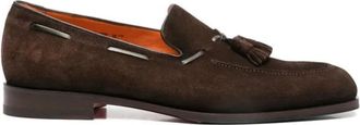 Santoni Square-toe Tassel Loafer - Heren - Bootschoenen - Bruin - 39 1/2 EU - Su&egrave;de - Schoenen