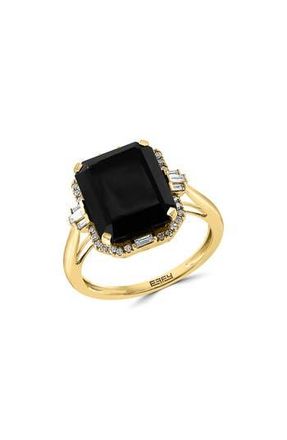 Effy 14K Yellow Gold Diamond Onyx Ring - Size 7 - 0.2 ctw. in Black at Nordstrom Rack, Size 9