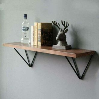 OEM Lot De 2 &Eacute;querres D&Eacute;tag&egrave;re Triangulaires En M&eacute;tal &Agrave; Prisme G&eacute;om&eacute;trique Du Milieu Du Si&egrave;cle - Noir - &Eacute;pais - Support Mural