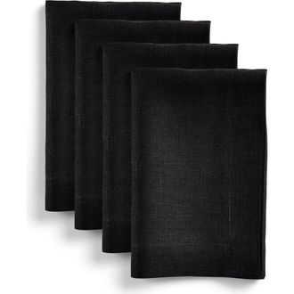 Solino Home Linen Dinner Napkins - Diana, 20 x 20 in Black at Nordstrom, Size Large