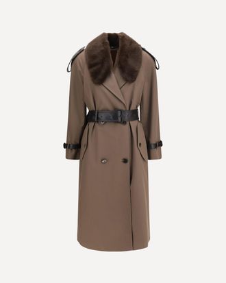 Burberry Trench lungo in cotone con collo in bufalo Woman 8