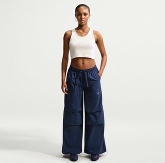 Nike Womens Nike Sportswear Loose Mid-Rise Structured Pants in Blue | IR1638-410