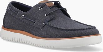 Hush Puppies Mens Hush Puppies Daniel Canvas Boat Shoe Canvas Mens Navy Boat Shoes - Size: UK 10 / eu 44 / us 12
