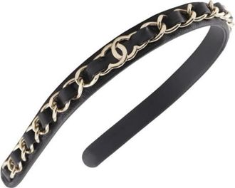 Chanel Pre-owned Leren Haaraccessoire - Dames - Vintage Accessoires - Zwart - ONE Size - Leer - Vintage
