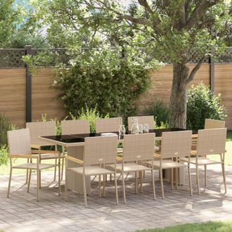 vidaXL vidaXL Set da Pranzo per Giardino 11 pcs Beige Poly Rattan