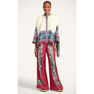 La DoubleJ Palazzo Pants Plac&eacute;e in Regalia Plac&eacute;e Red at Nordstrom, Size Large It