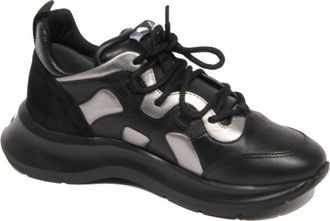Hogan Leren schoenen met memory foam technologie - Dames - Sneakers - Zwart - 37 EU - Leer - Schoenen