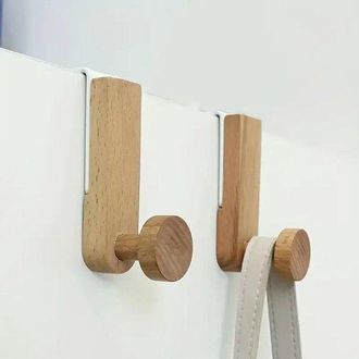 No Brand Paquete De 2 Ganchos De Madera Para Puerta - Estante De Almacenamiento No Poroso Apto Para Ba&ntilde;o/cocina/entrada