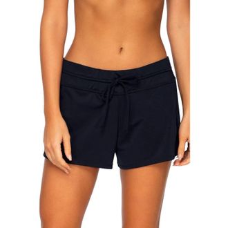 Sunsets Womens Sunsets Laguna Swim Shorts Black Stretch Drawstring Waist Beach JZZ369