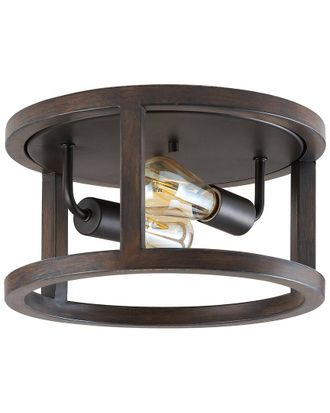 Jonathan Y Designs Jonathan Y Atelier 12.75 2 Light Iron Rustic Industrial Led Flush Mount