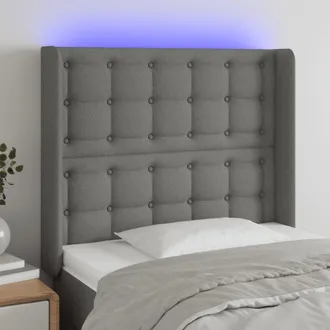 vidaXL Cabecero Con Led De Tela Gris Oscuro103x16x118/128 Cm Vidaxl