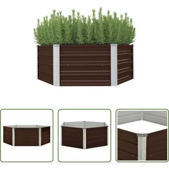 vidaXL Fioriera da giardino - Letto di Coltura Rialzato Marrone 129x129x45cm Acciaio Zincato