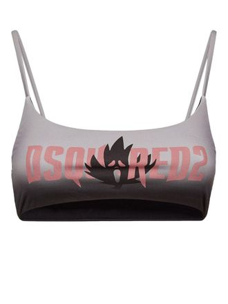 Dsquared2 Top bikini con stampa - Nero