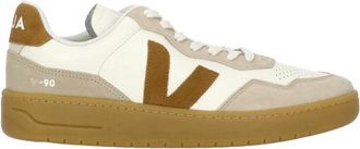 Veja V-90 White Suede Low-Top Sneakers