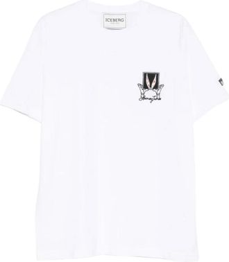 Iceberg Tops, Heren, Wit, S, Katoen, Looney Tunes Cartoon-Patch T-Shirt