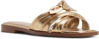 Aldo Sunbeam Knotted Slide Sandal in Gold at Nordstrom, Size 7.5