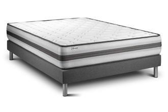 VITALIT Somier gris + colch&oacute;n con muelles y viscoel&aacute;stica 150 x 190