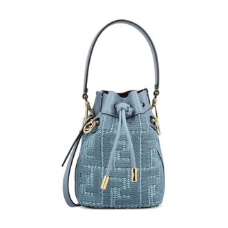 Fendi Tassen, Dames, Blauw, ONE Size, Katoen, Mon Tresor Mini Tas